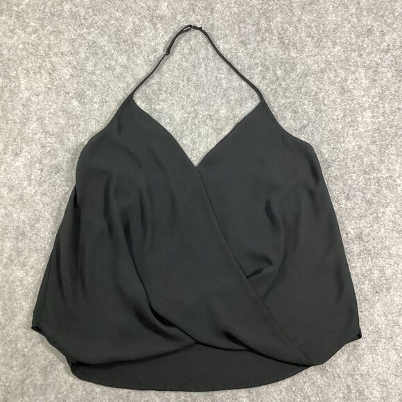 Aqua Black Halter V Neck Tank Blouse Size XS Slip On Camisole - Picture 4 of 8
